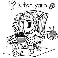The roll the yarn letter Y coloring pages