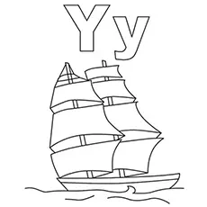 Letter Y for yacht coloring pages