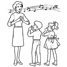 The singing teacher coloring page