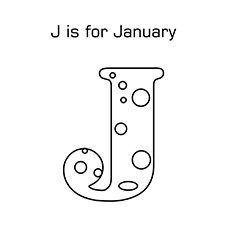 J for January, January coloring page