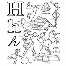 Words beginning with letter H coloring pages