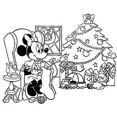 Minnie mouse disney christmas coloring pages