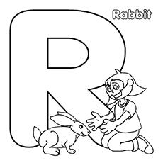 Rabbit, letter R coloring pages