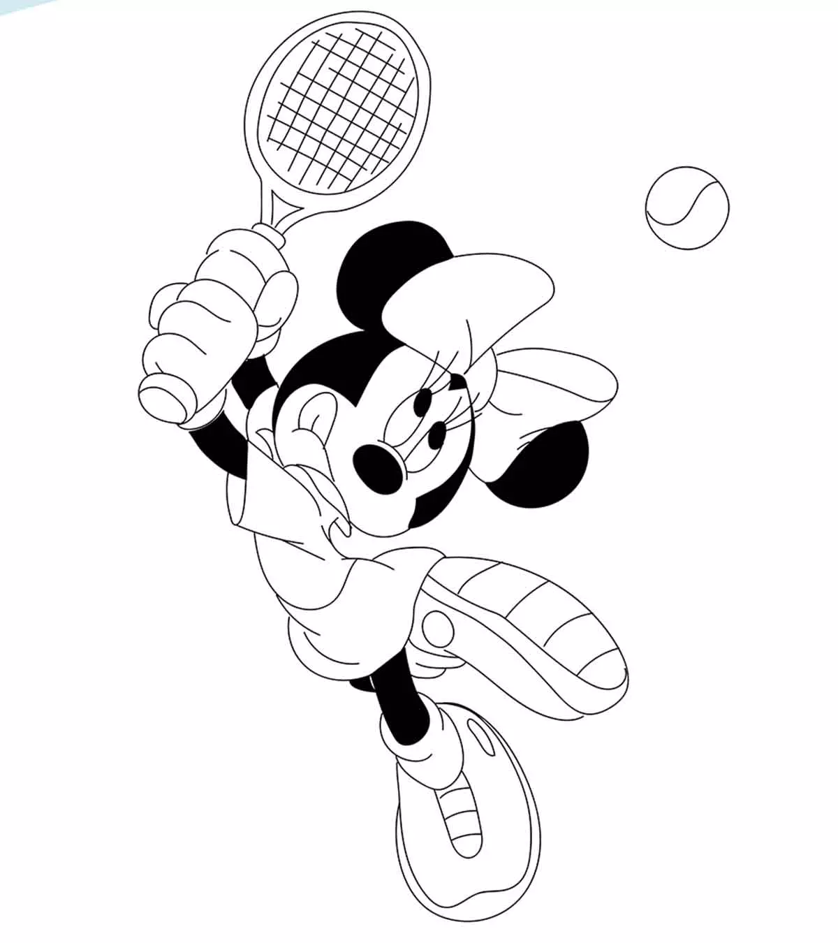 Black outline tennis coloring page