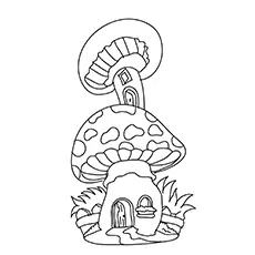 A mushroom house coloring page