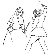 The Famous Dandiya Dance, India coloring page