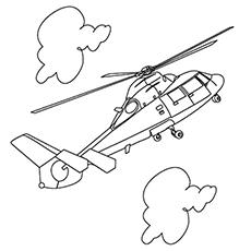 Helicopter in clouds coloring page