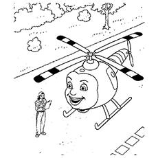 Helicopter in action coloring page