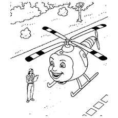 Helicopter in action coloring page