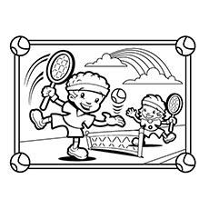 kids playimg tennis coloring page