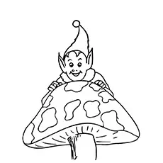 An elf and mushroom coloring page