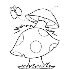 Butterfly and mushroom coloring page