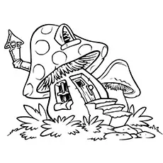A Mushroom house coloring page