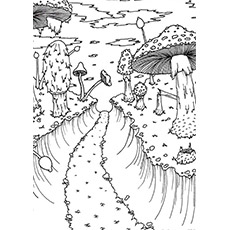 A small mushroom forest coloring page