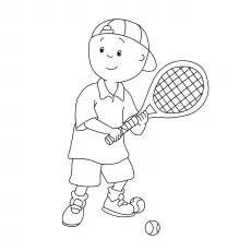 A boy with tennis ball and bat coloring page