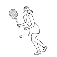A women playing tennis coloring page