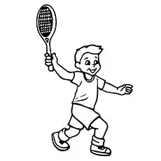 Boy playing tennis coloring page