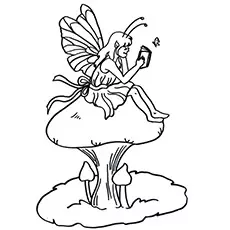 A fairy on mushroom coloring page_image