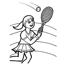 A girl playing tennis coloring page