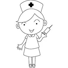 Nurse with syringe coloring page