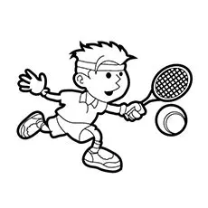 Little boy hitting the tennis ball coloring page