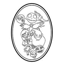 All characters of Nightmare Before Christmas, coloring page