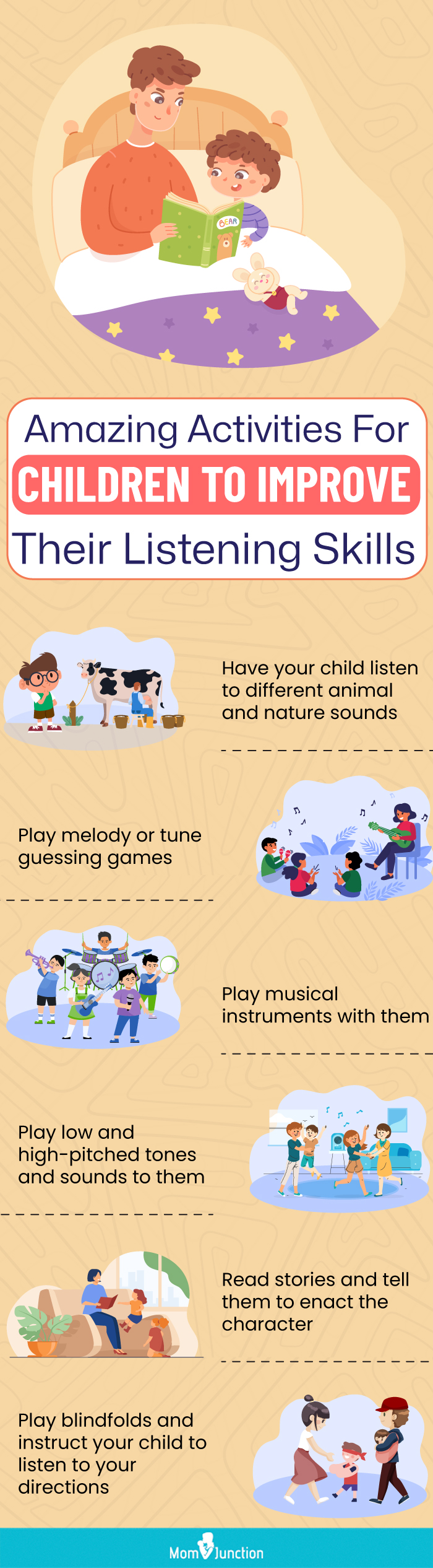 amazing activities for children to improve their listening skills (infographic)