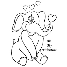 Elephant and heart symbols coloring page