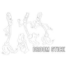 Broomstick displaying emotions coloring page