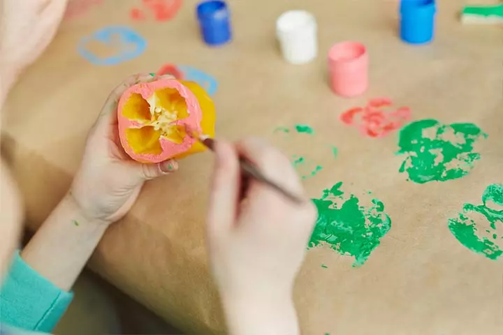 Capsicum vegetable painting for kids