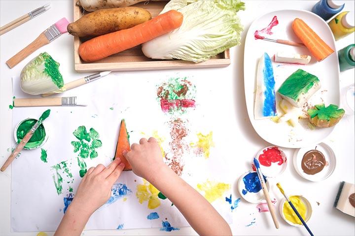 Carrot vegetable painting for kids