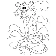 Cheetah and the clouds coloring page