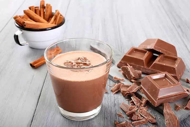 Chocolate and almond milk smoothie for kids