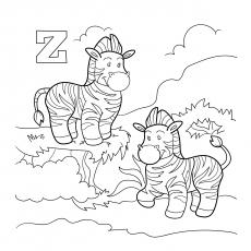 Colorless Alphabet, Zebra coloring page