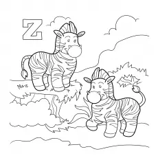 Colorless Alphabet, Zebra Coloring Page_image