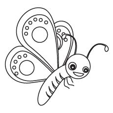 Cute cartoon butterfly coloring page