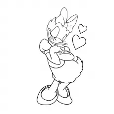 Daisy on Valentines day coloring page