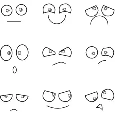 Eyes showing emotions coloring page