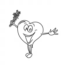 Funny heart Valentines day coloring page
