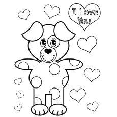 Bear saying I love you, Valentines day coloring page