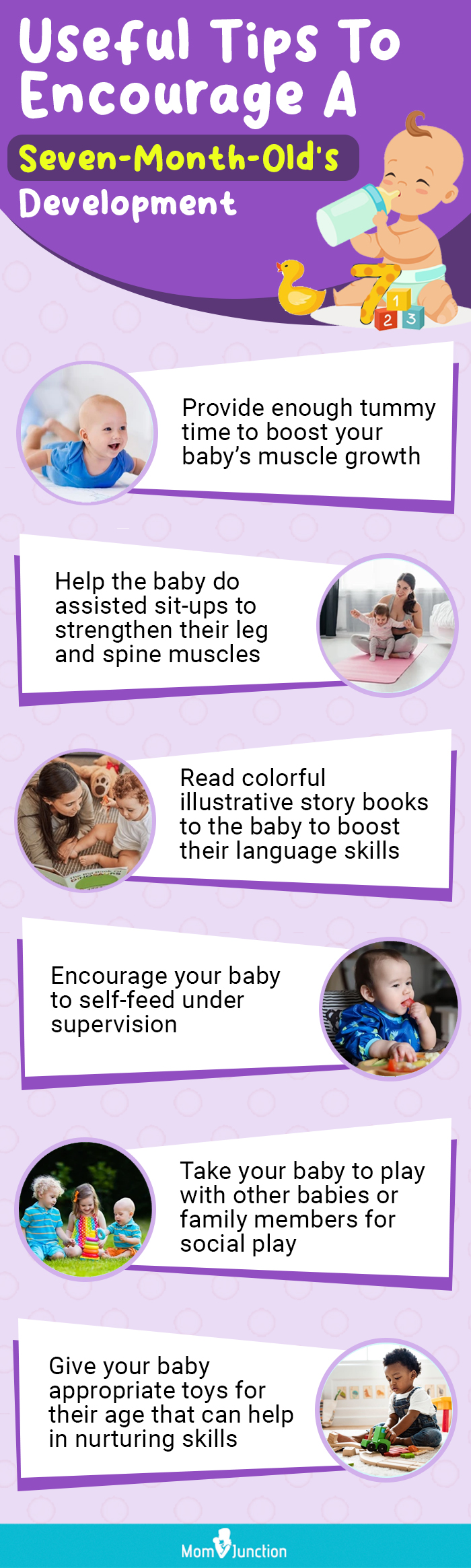 useful tips to encourage a seven month olds development (infographic)