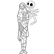 Jack & Sally posing, Nightmare Before Christmas coloring page