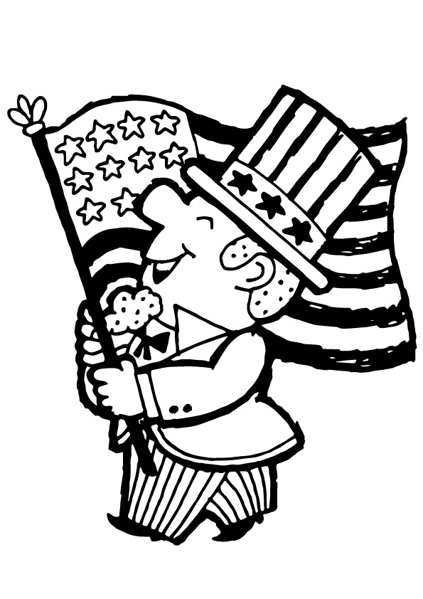July-4th-old-man-with-flag-and-flowers