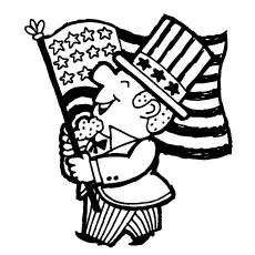 Old Man with Flag and Flowers on 4th of July coloring page