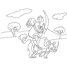 Rhinoceros and kratts coloring page