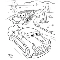 Lightning McQueen backside cactus coloring page