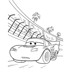 Lightning McQueen during the race coloring page