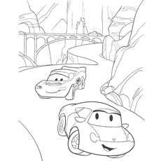 Lightning McQueen going through rocks coloring page
