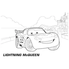 Lightning McQueen in city coloring page