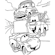 Lightning McQueen talking with friends coloring page